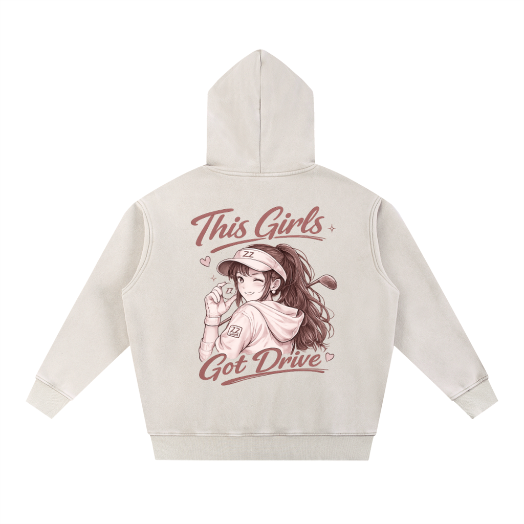 Zero Zen Golf 19th Hole Hoodie in black and apricot — oversized snow-washed golf hoodie, featured photo