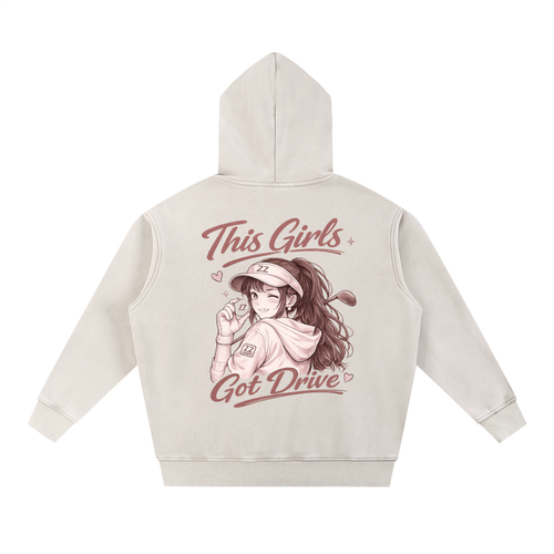 Zero Zen Golf 19th Hole Hoodie in black and apricot — oversized snow-washed golf hoodie, featured photo