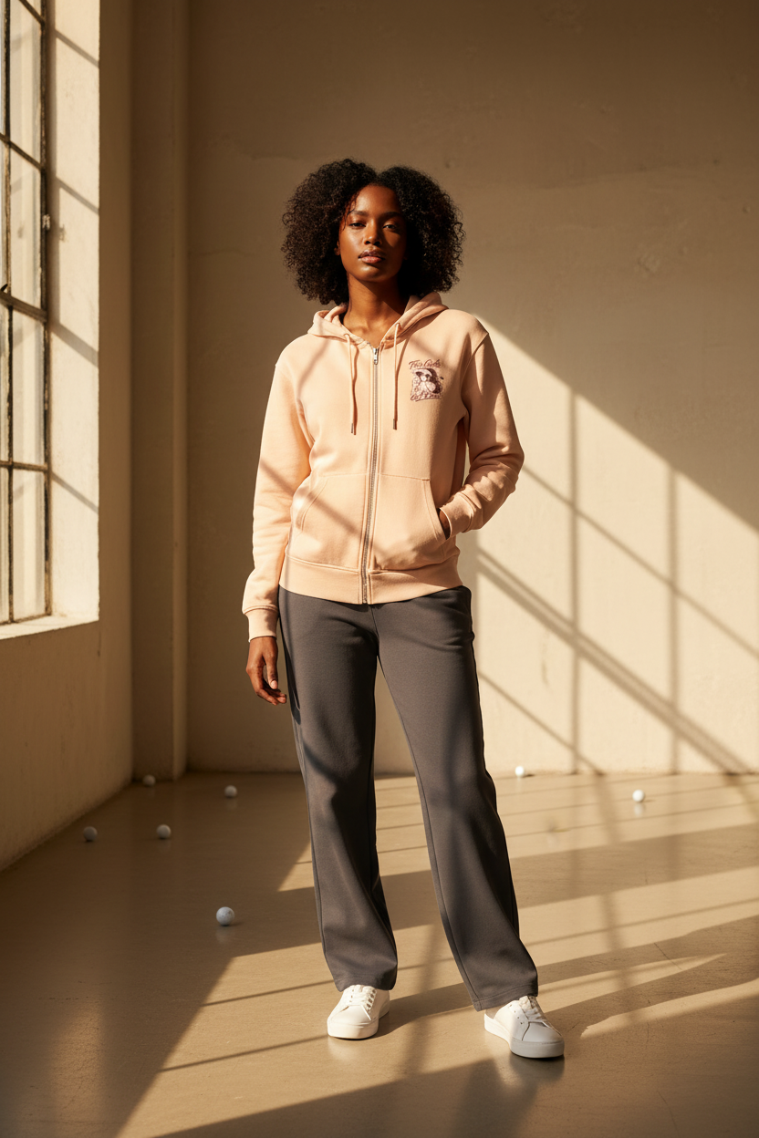 19th Hole Hoodie — Black & Apricot