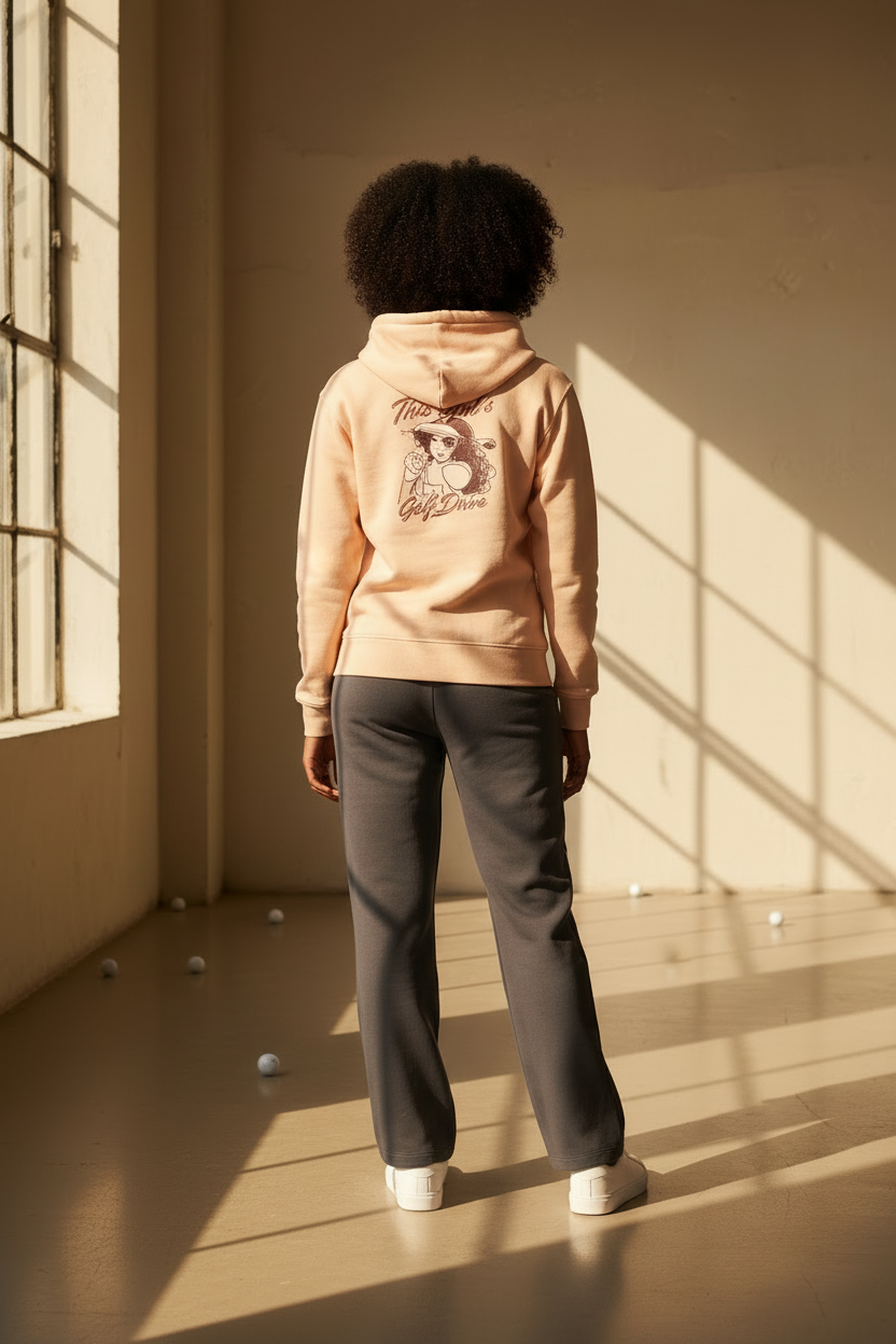 19th Hole Hoodie — Black & Apricot
