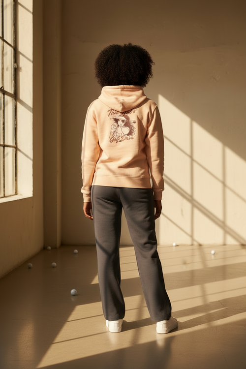 19th Hole Hoodie — Black & Apricot
