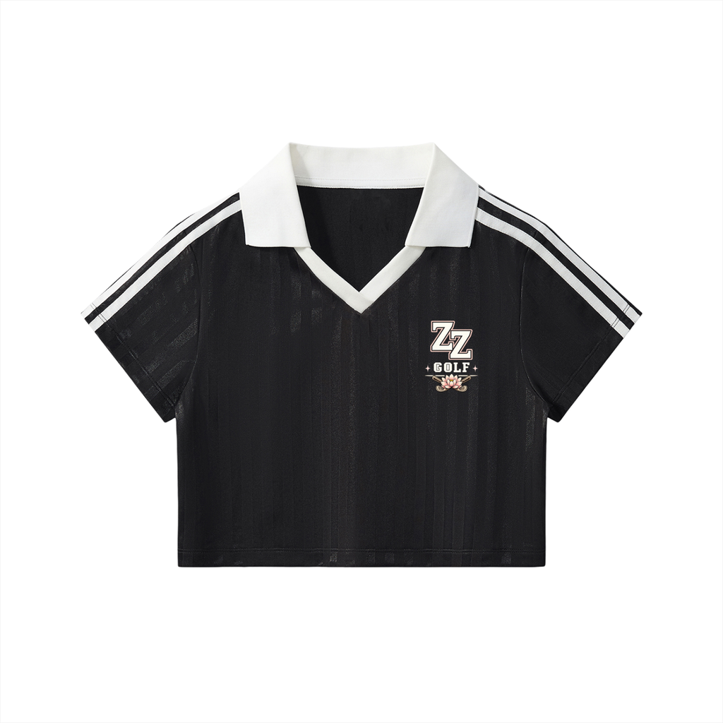 Zero Zen Golf Fairway Crop Jersey in black and white — alternate view