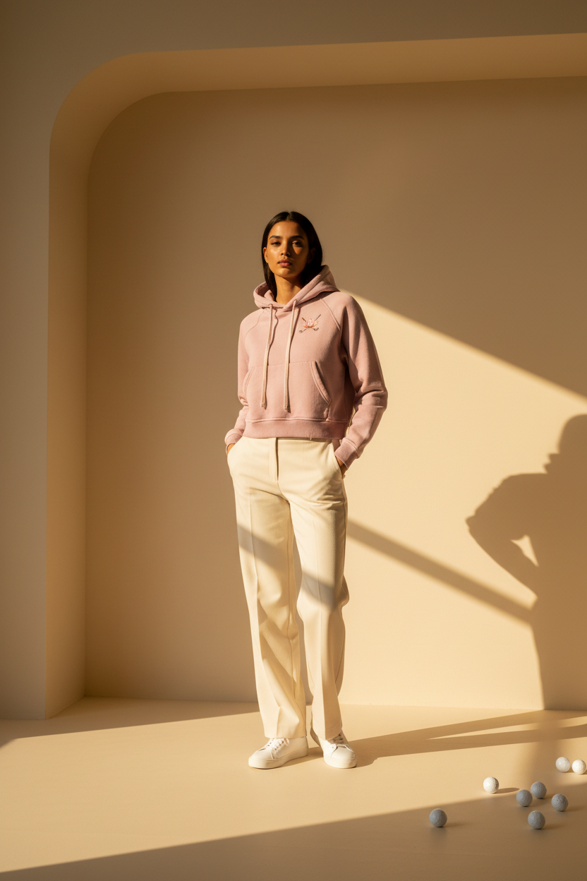 Caddie Crop Hoodie — Pink & Blue