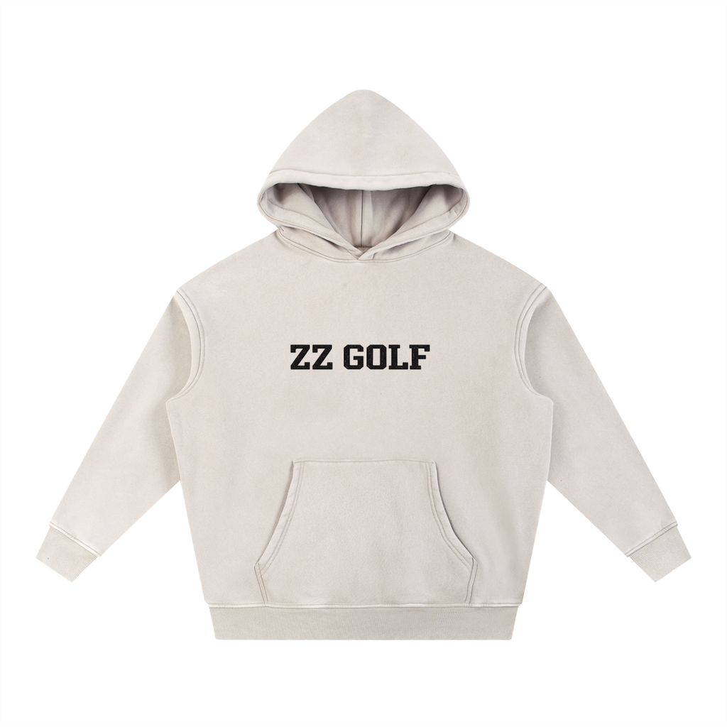 Zero Zen Golf 19th Hole Hoodie in apricot and lake blue — alternate view