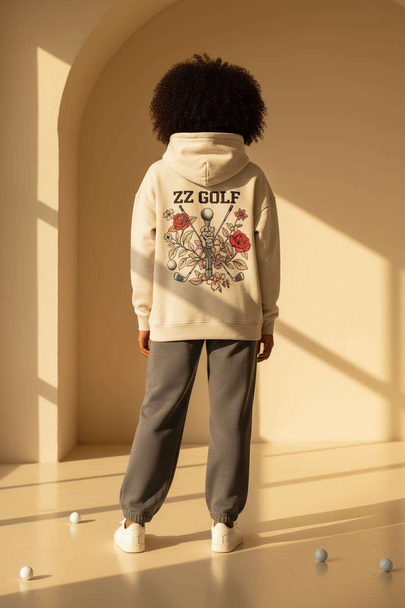 19th Hole Hoodie — Apricot & Lake Blue