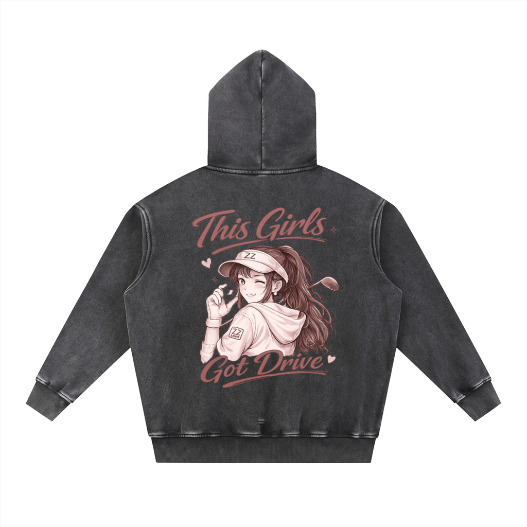 Zero Zen Golf 19th Hole Hoodie in black and apricot — alternate view