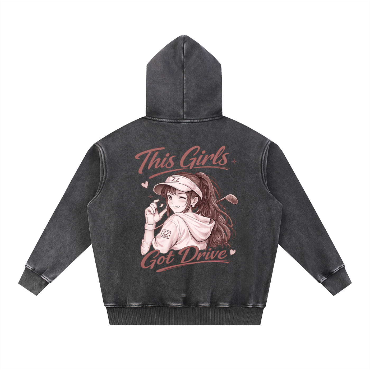 Zero Zen Golf 19th Hole Hoodie in black and apricot — alternate view