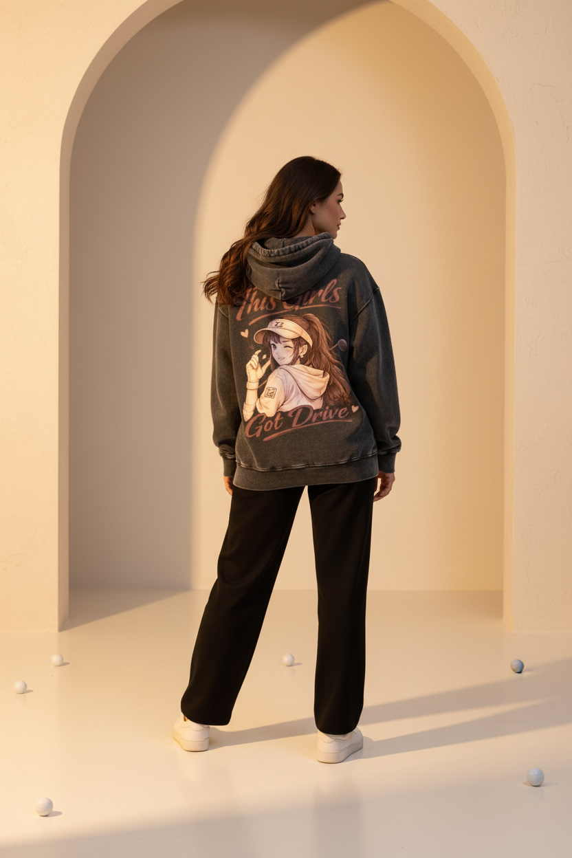 19th Hole Hoodie — Black & Apricot
