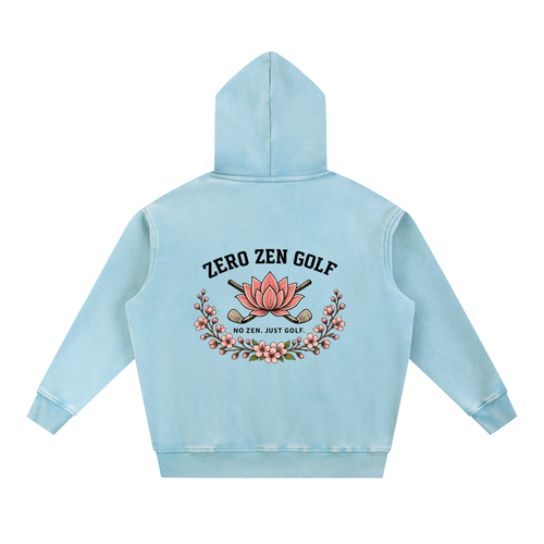 Zero Zen Golf 19th Hole Hoodie in apricot and lake blue — oversized snow-washed golf hoodie, featured photo