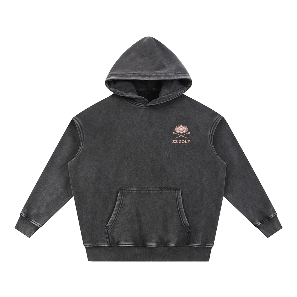 Zero Zen Golf 19th Hole Hoodie in black and apricot — alternate view