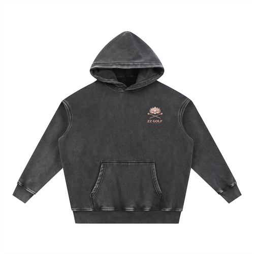 Zero Zen Golf 19th Hole Hoodie in black and apricot — alternate view