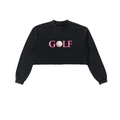 Zero Zen Golf Back Nine Crop Sweatshirt in black — women's snow-washed raw edge crop sweatshirt, featured photo