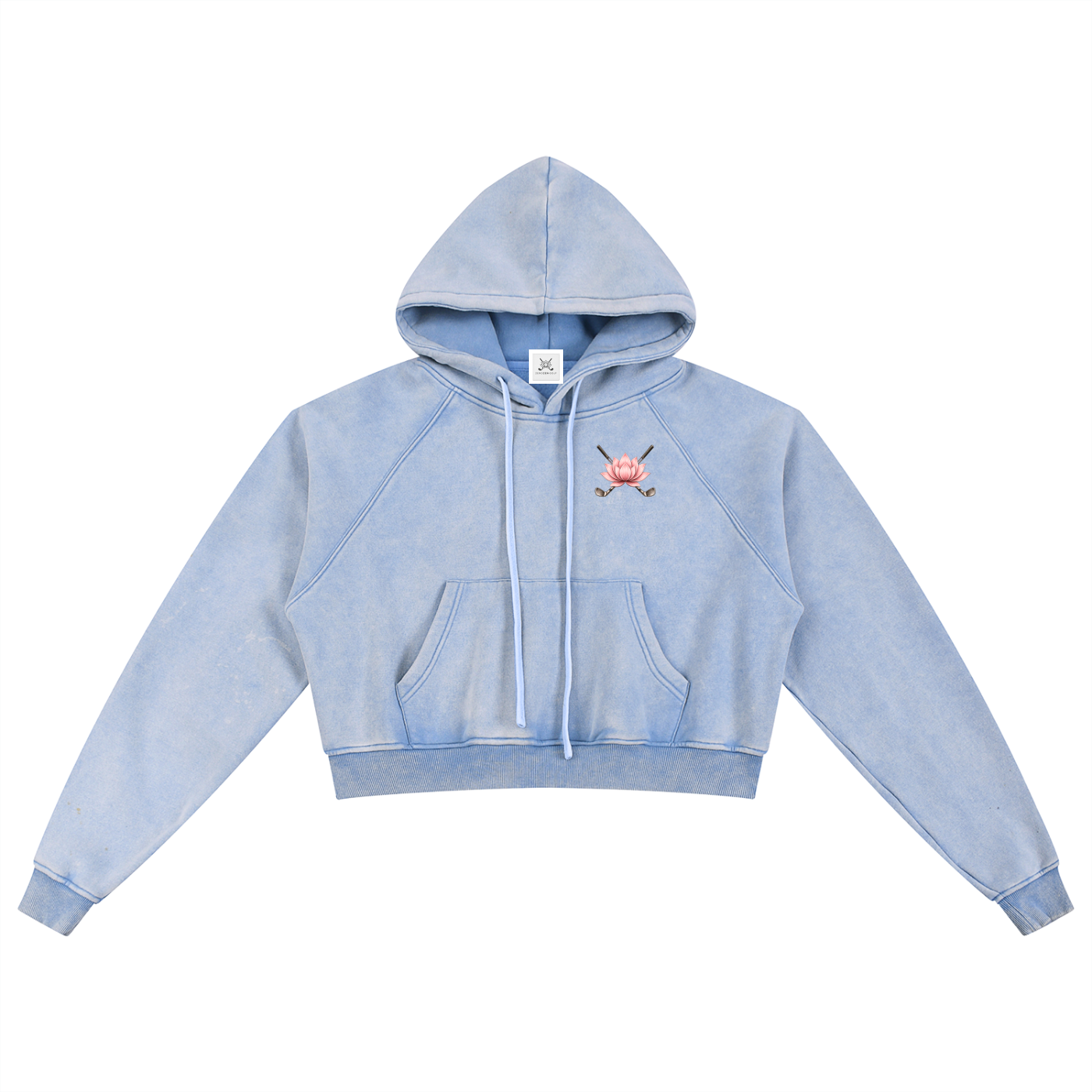 Zero Zen Golf Caddie Crop Hoodie in pink and blue — alternate view