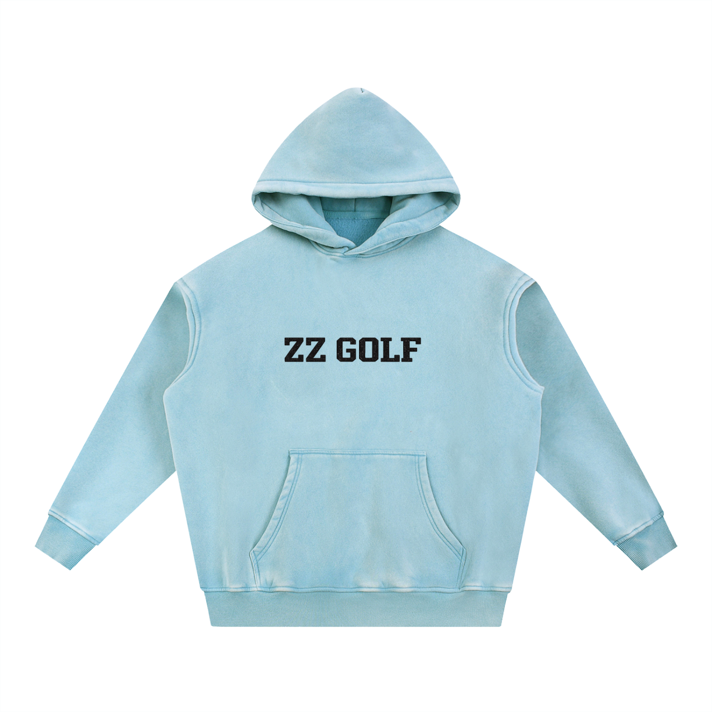 Zero Zen Golf 19th Hole Hoodie in apricot and lake blue — alternate view