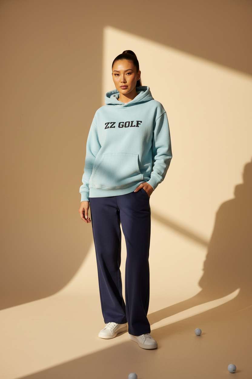 19th Hole Hoodie — Apricot & Lake Blue