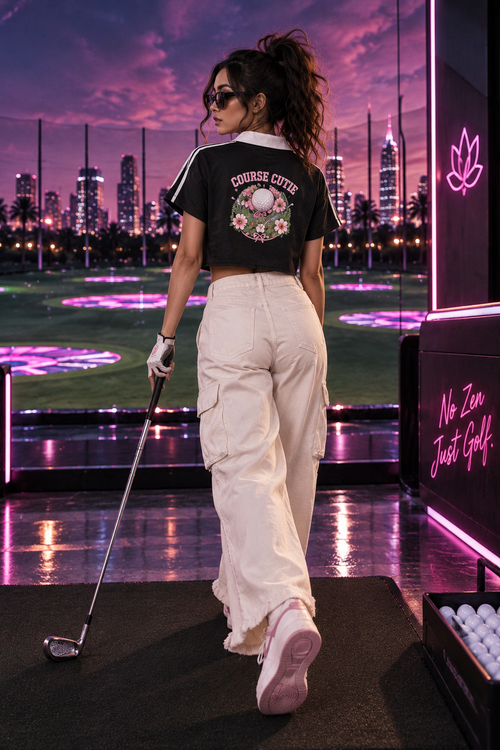 Fairway Crop Jersey — Black & White