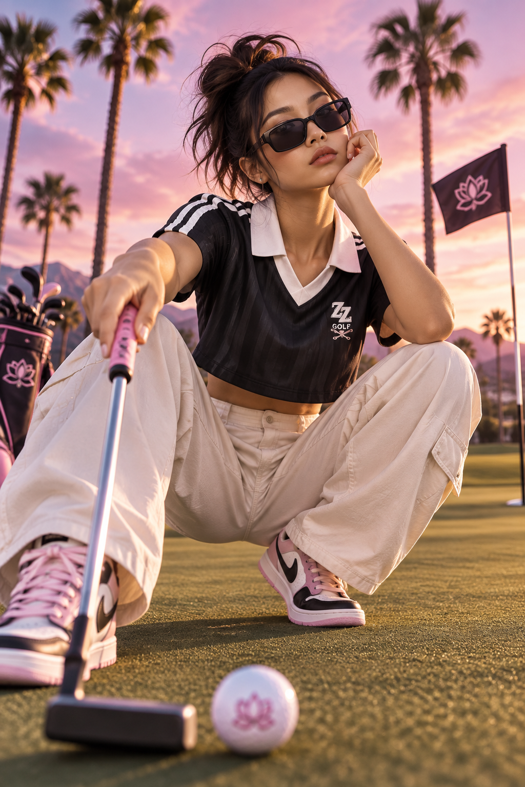 Fairway Crop Jersey — Black & White